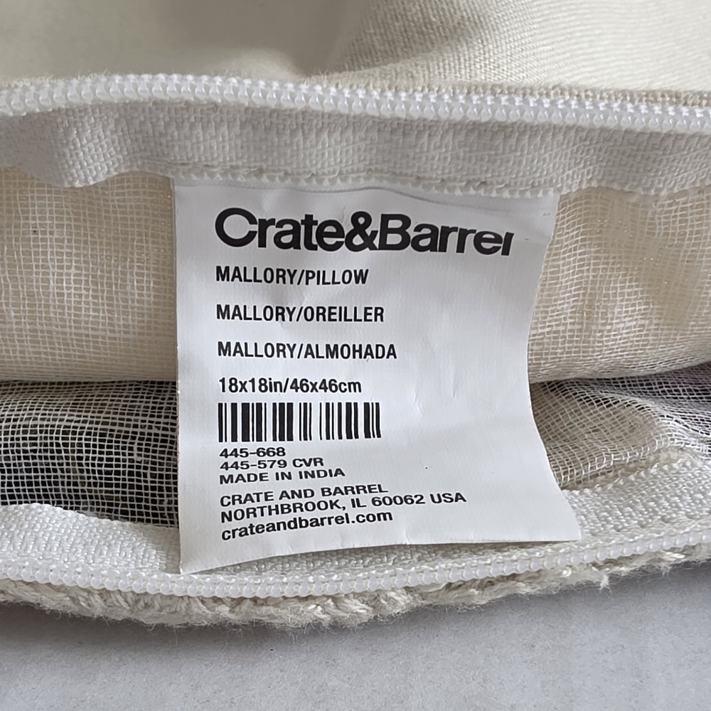 Crate&Barrel Mallory Throw Pillow SHAM 18 X 18 Inches - Picture 5 of 6